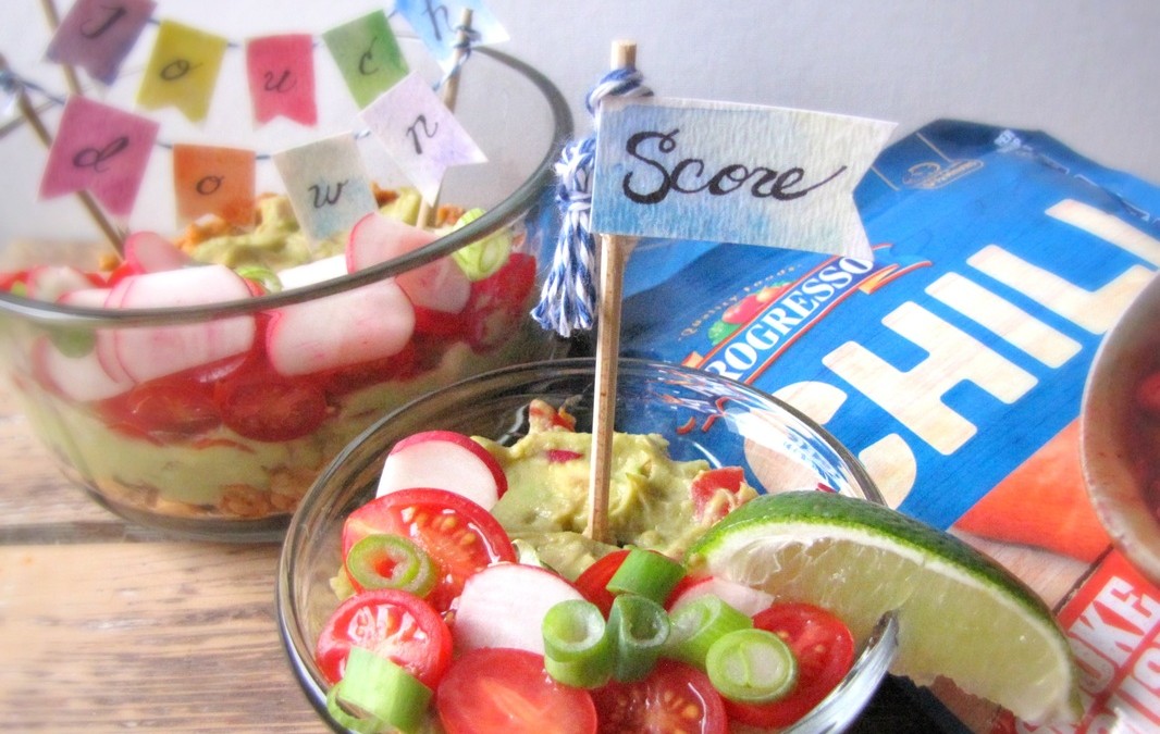 Guacamole Bean Dip with Game Day Decor