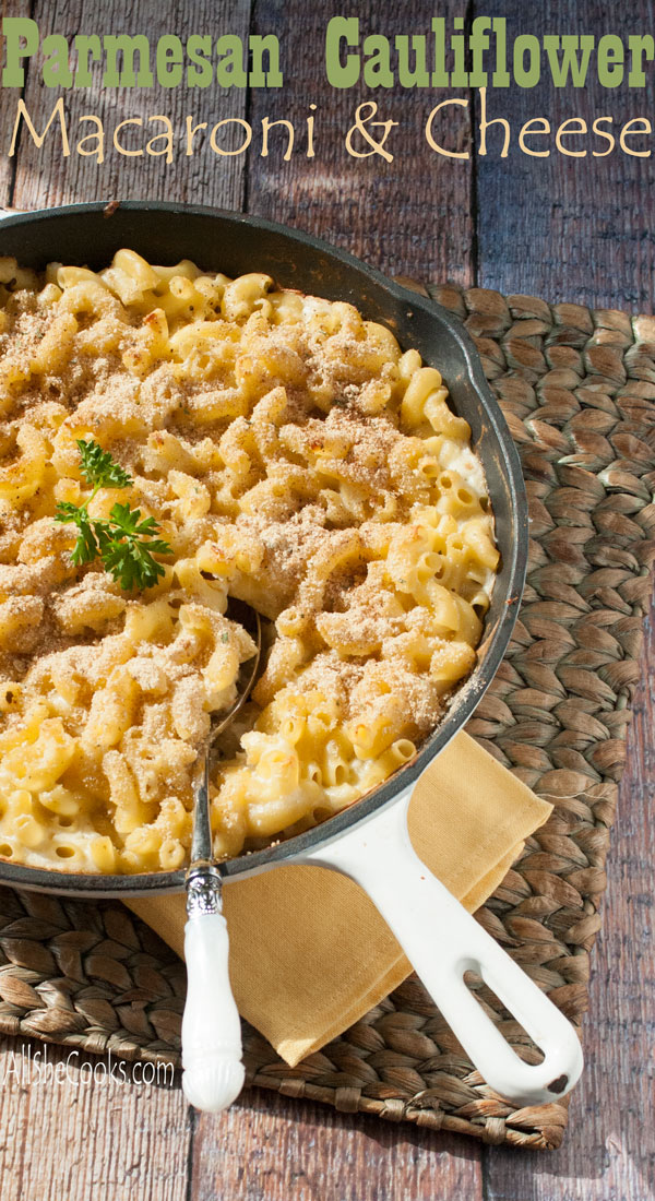 Cauliflower macaroni and cheese healthy recipe.