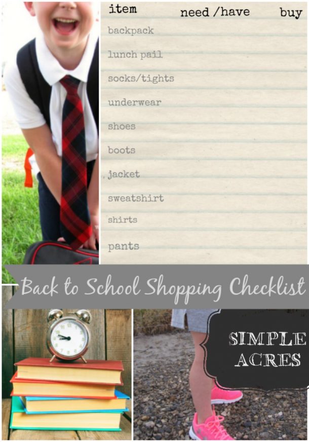 Back to School Shopping Checklist - Simple Acres Blog