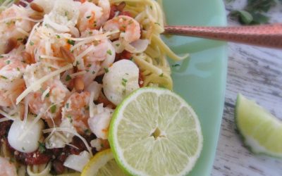 Lemon & Lime Garlic Parmesan Shrimp with Linguine