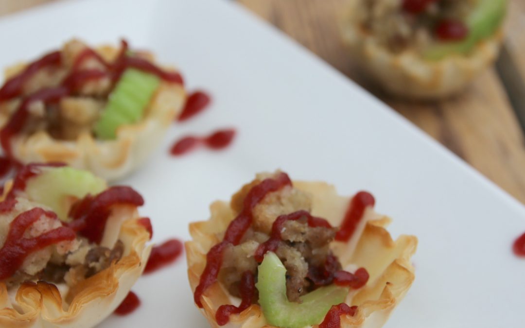Turkey and Stuffing Bites with Cranberry Drizzle