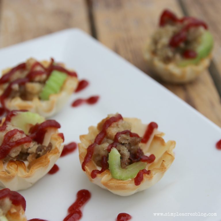 Turkey and Stuffing Bites with Cranberry Drizzle - Simple Acres Blog
