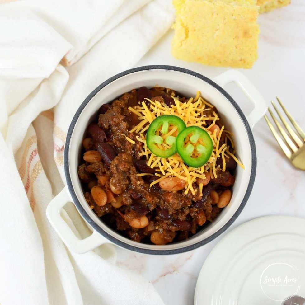 5 Ingredient Delicious and Simple Dutch Oven Chili Simple Acres Blog